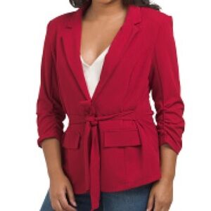 Love Scarlett Red Belted Blazer